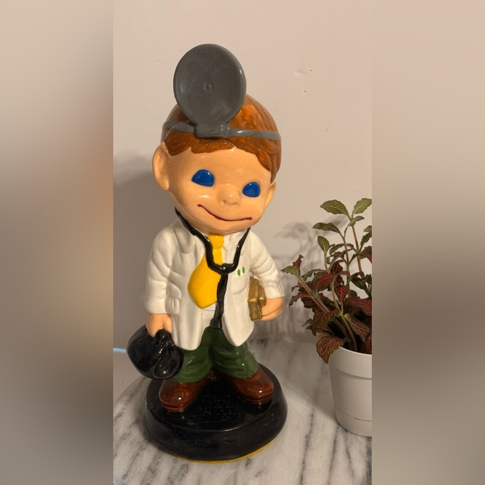 Vintage Doctor Ceramic Figurine With Happy Smile Approximately 11.5” Blue Eyes